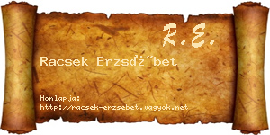 Racsek Erzsébet névjegykártya